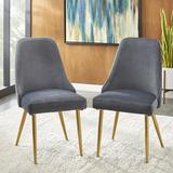 Everly Quinn Walberto Regal Blue Velvet Dining Chair Set Of 2 Upholstered/Velvet in Gray | 36 H x 20.25 W x 21.75 D in | Wayfair