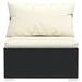Latitude Run® Patio Sectional Sofa w/ Cushions PE Rattan Wicker/Rattan in Black/White | 23.8 H x 27.6 W x 27.6 D in | Wayfair