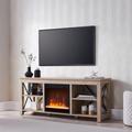 "Sawyer Rectangular TV Stand with Crystal Fireplace for TV's up to 65"" in White Oak - Hudson and Canal TV1489"