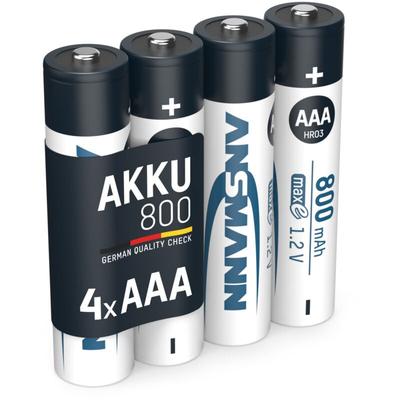 Ansmann - Akku aaa 800mAh Micro NiMH 1,2V – 1000x wiederaufladbar (4 Stück)