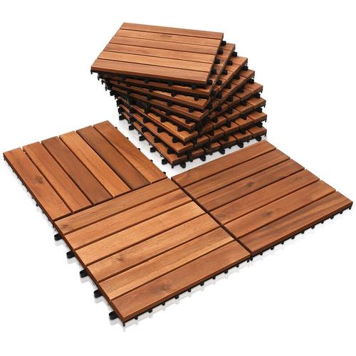 Swanew – Holzfliesen 44 fliesen Terrassenfliesen 4㎡ Akazien bodenfliesen 30x30cm Klickfliese