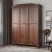 Palace Imports 100% Solid Wood Kyle 3-Door Wardrobe Armoire with Raised Panel or Mirrored Doors