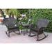 Jeco Windsor Espresso Wicker Rocker Wicker Chair and End Table Set