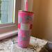 Lilly Pulitzer Dining | Brand New With Tags Lilly Pulitzer Insulated Tumbler W/ Straw In Seaing Things | Color: Gold/Pink | Size: Os