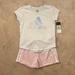 Adidas Matching Sets | Adidas Girls Outfit Size 6 | Color: Pink/White | Size: 6g