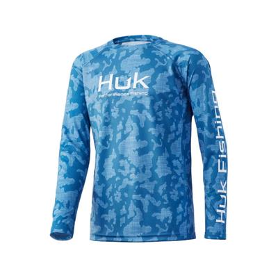 HUK Performance Fishing Running Lakes Pursuit L/S Shirt - Kids Titanium Blue YS H7120065-428-YS