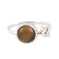 Earthy Knot,'Sterling Silver and Tiger's Eye Cocktail Ring'