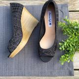 American Eagle Outfitters Shoes | American Eagle Black Lace Peep Toe Wedges, Sz 8.5 | Color: Black | Size: 8.5