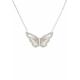 LATELITA Butterfly Pendant Necklace Rhodium Plated Sterling Silver Lab Created Round Cubic Zirconia White Silver Animal Inspired