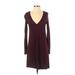 H&M Casual Dress - Sweater Dress: Burgundy Dresses - Women's Size Small