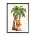 Stupell Industries Tropical Santa Claus Lounging Palm Tree Ornaments Black Framed Giclee Texturized Art By Ziwei Li in Brown | Wayfair