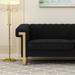 Everly Quinn Bambeli 84" Velvet Rolled Arm Chesterfield Sofa Velvet in Black | 30.51 H x 83.86 W x 30.71 D in | Wayfair