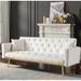 Everly Quinn Twin 73.2" Wide Tufted Back Convertible Sofa Wood/Mildew Resistant/Scratch/Tear Resistant/Velvet/Stain Resistant in Gray | Wayfair