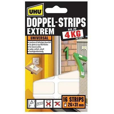 UHU - Doppel Strips Extrem bis Zu 4 Kg (16 Stk)