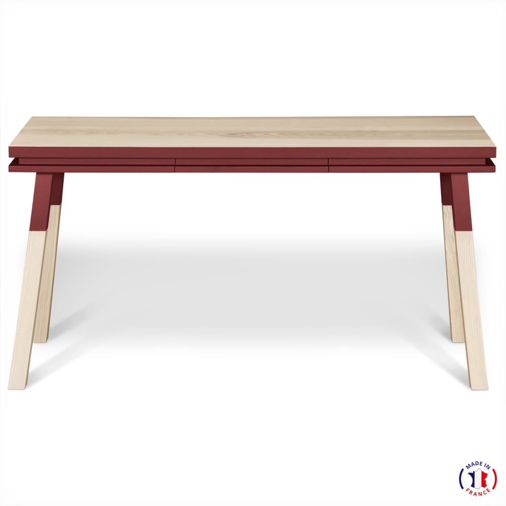 Bureau Console rectangulaire 140 cm, 100% frêne massif