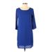 Everly Casual Dress - Shift: Blue Solid Dresses - Women's Size Small