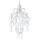 Traditional Matt White Shabby Chic Chandelier Style Pendant Ceiling Lamp Shade with Acrylic Beads and Droplets | 31cm x 24cm by Happy Homewares