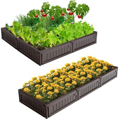 Hochbeet Palettenrahmen mit 8 Paneelen, Pflanzkasten aus hdpe für Blumen, Gemüse & Obst,