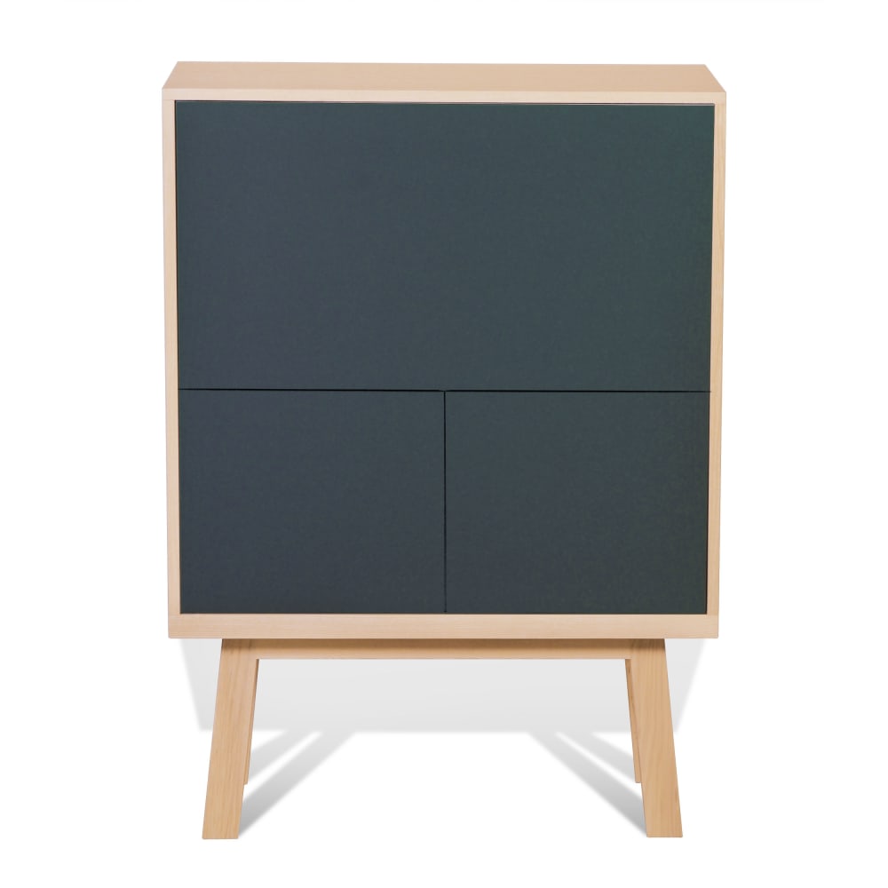 Bureau secrétaire avec rangement de 90 cm de large, en frêne