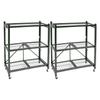 Origami R3 Foldable 3-Tiered Shelf Storage Rack & Wheels, Pewter (2 Pack) - 18.7