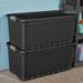 Sterilite 50 Gal Rugged Industrial Stackable Storage Tote w/ Lid, Black, 3 Pack