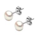 Freshwater Pearl Earrings | Kimura 9ct White Gold 9mm White Genuine Freshwater Button Pearl Stud Earrings for Women