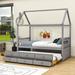 Harper Orchard Esaw Twin Size 3 Drawers House Platform Bed w/ Trundle Wood in Gray | 80 H x 41 W x 79 D in | Wayfair