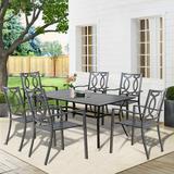 Lark Manor™ Alphild Rectangular 6 - Person 59" Long Outdoor Dining Set Metal in Black | 59 W x 37.7 D in | Wayfair 1B71D306BD9E4786AD1EF0E525F90EDC