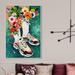 Red Barrel Studio® Blooming Socks & Sneakers by Oliver Gal - Floater Frame Painting on Canvas in Green/Orange/Red | 46 H x 31 W x 1.75 D in | Wayfair