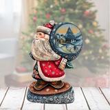 The Holiday Aisle® Masterpiece Wood Carved Father Frost's Ice Ring Sack Santa Figurine Wood in Brown | 8 H x 5 W x 5 D in | Wayfair