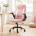 Inbox Zero Home Office Chair Upholstered in Pink/Black/Brown | 41.5 H x 20.1 W x 20.1 D in | Wayfair 32449EAD8E604152B088DEF3E883810A