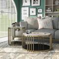 Willa Arlo™ Interiors Thomaston 2 Piece Coffee Table Set Glass/Metal in Black/Brown/Gray | Wayfair B3285055D8E248FDA7D9305009CCBD7C