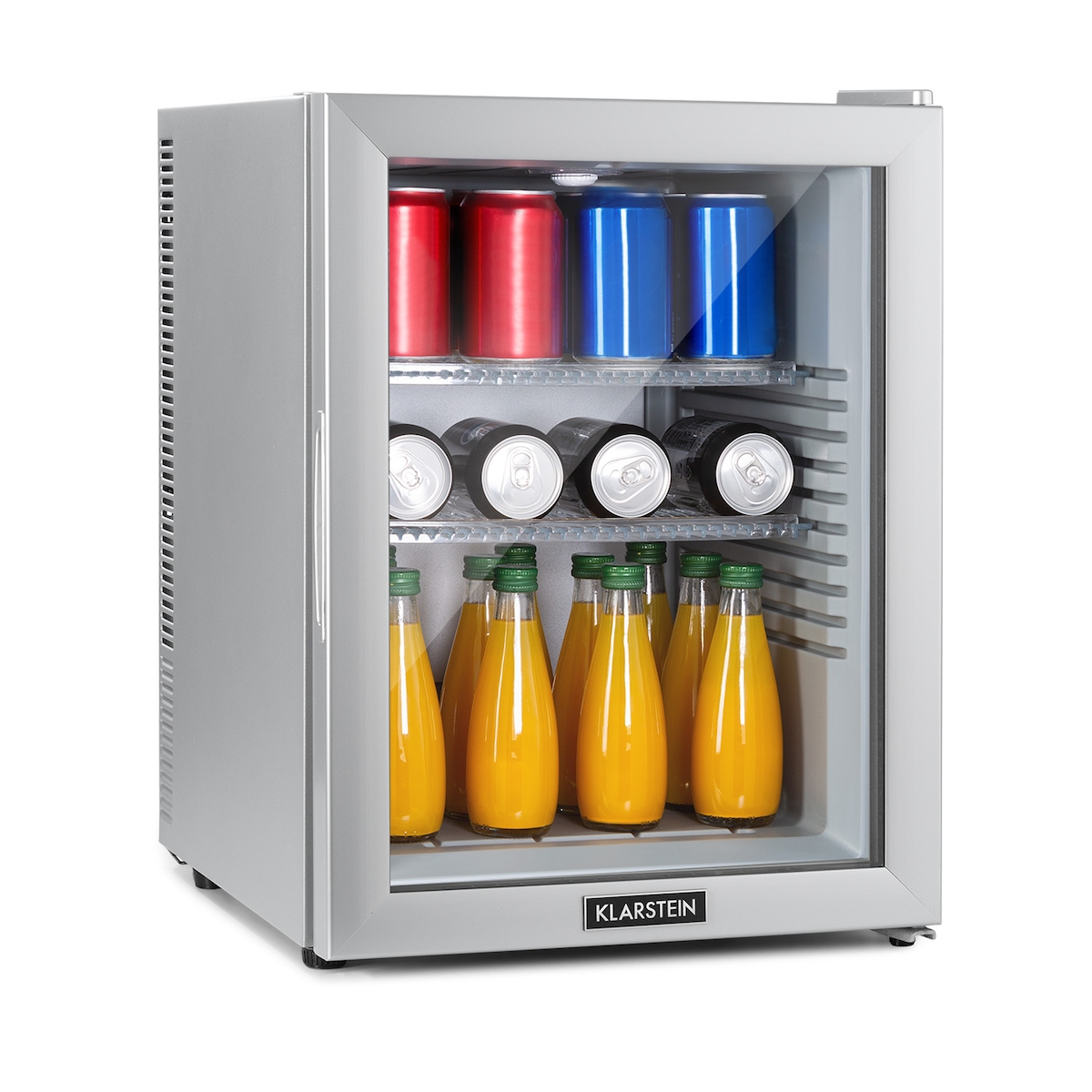 Klarstein Brooklyn 42 Mini-Kühlschrank Glastür LED Ablage Silber-Metallic Image