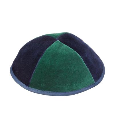 4 Part Navy & Green Yarmulke With Rim