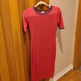 Lularoe Dresses | Lularoe Heathered Red Size Xxs Julia Dress | Color: Blue/Red | Size: Xxs