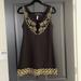 Free People Dresses | Free People Black Stretch Tank Dress With Metallic Gold Embroidery Detailing S | Color: Black/Gold | Size: S