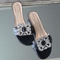 Kate Spade Shoes | Kate Spade Crystal Slip On Low Sandals | Color: Black | Size: 5.5