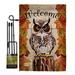 Breeze Decor Owl Watching Garden Friends Birds Impressions Decorative 2-Sided Polyester 18.5 x 13 in. Flag Set in Brown | 18.5 H x 13 W in | Wayfair