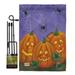 Breeze Decor 3 Pumpkins Fall Halloween Impressions Decorative 2-Sided Polyester 18.5 x 13 in. Flag Set in Orange/Indigo | 18.5 H x 13 W in | Wayfair