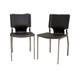 Orren Ellis Studio Dark Leather Dining Chair w/ Chrome Frame Set Of 2 Faux Leather/Upholstered in Brown | 31.89 H x 17.32 W x 21.65 D in | Wayfair