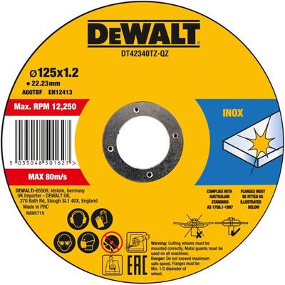 Trennscheibe Edelstahl flach 125mm x 1.2 mm x 22,23 mm 10 Stück - Dewalt