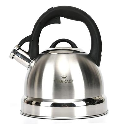 Creative Home 3.0 Qt. Stainless Steel Whistling Tea Kettle with Ergonomic Handle for Fast Boiling Heat Water, Satin Finish