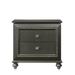 Glam and Contemporary Nightstand with 2 Drawers, Metallic Gray Embossed Textures Wooden Frame