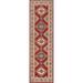 Red Geometric Kazak Oriental Runner Rug Hand-knotted Wool Carpet - 2'8" x 9'9"
