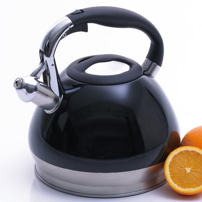 Creative Home Triumph 3.5 Quart Stainless Steel Whistling Tea Kettle with Aluminum Capsulated Bottom, Black Color