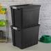 Sterilite 27 Gal Rugged Industrial Stackable Storage Tote w/ Lid, Black, 4 Pack