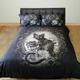 Paracelsus Black Cat Vintage Skull Mirror Roses Gothic Double Bed Duvet Bedding