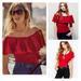 Free People Tops | Free People Off The Shoulder Tula Ruffled Top | Color: Red | Size: M