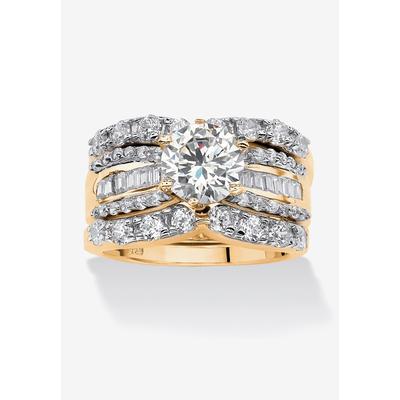 Women's Gold over Silver Bridal Ring Set Cubic Zirconia (5 5/8 cttw TDW) by PalmBeach Jewelry in Gold (Size 8)