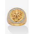Men's Big & Tall Unisex Yellow Gold-Plated Round Cubic Zirconia Lion Head Ring (3/8 Cttw Tdw) by PalmBeach Jewelry in Gold (Size 8)